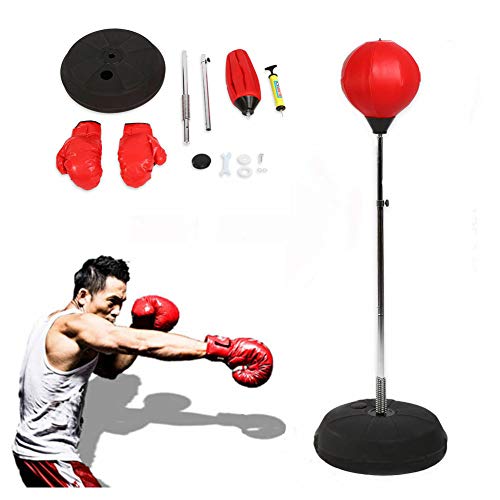 Saco de Boxeo para Adultos Juego de Boxeo con Guantes y Soporte Ajustable Altura 120 - 150 cm Punching Bal Rojo