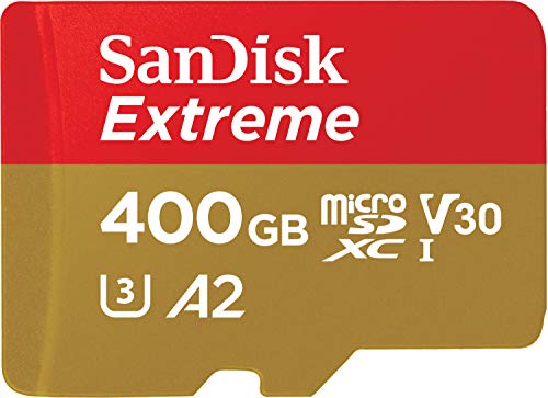 SanDisk Extreme - Tarjeta de memoria microSDXC de 400 GB con adaptador SD, A2, hasta 160 MB/s, Class 10, U3 y V30