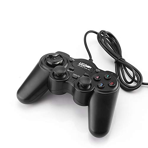 Shot Case Mando con Cable para Ordenador Toshiba USB Gamer Juegos Video Joystick Precision Universal (Negro)