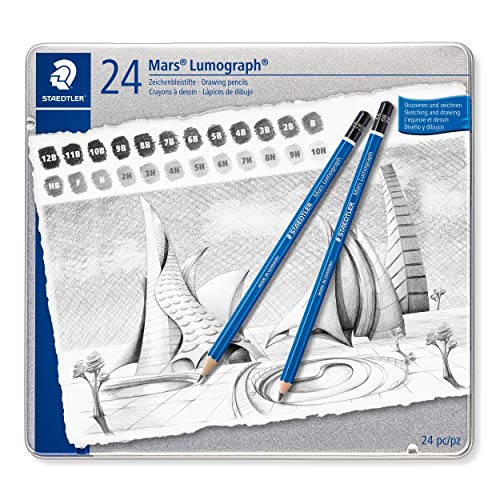 Staedtler Mars Lumograph 100 G24 Pack de 24 lápices de dibujo de distinta dureza.