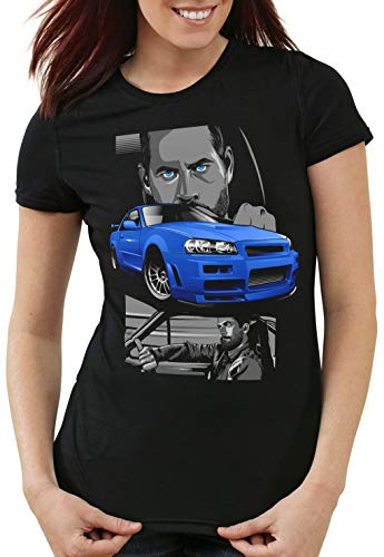 style3 Furious Champion Camiseta para Mujer T-Shirt Brian O'Conner Coches, Talla:S