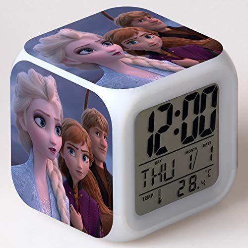 SXWY Frozen - Despertador Digital con Luces de Colores, Despertador de Humor de Cuarzo, Disponible con Carga USB, Apto para niños, niñas y niños