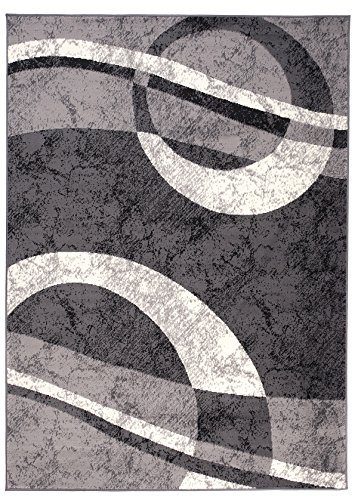 Tapiso Alfombra para Salón Moderno Piso Cuarto De Estar Colección Dream – Color Gris Crema Diseño Abstracto Círculos – Precio Económico 300 x 400 cm