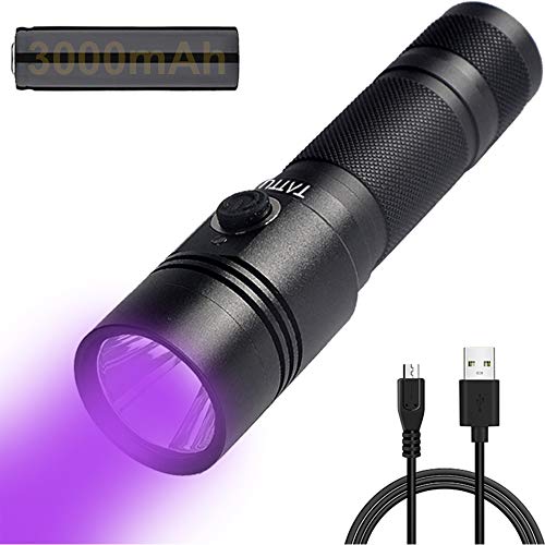 TATTU U1 Linterna UV 395nm Luz Ultravioleta recargable 5W Lámpara negra LED con Cable de Carga micro USB