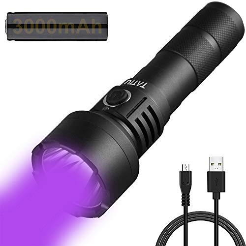 TATTU U2 Linterna UV 395nm Luz Ultravioleta recargable 10W Lámpara negra LED con Cable de Carga micro USB