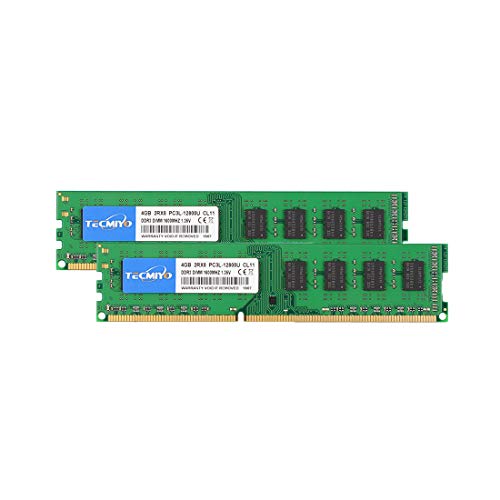 TECMIYO 8GB Kit (2x4GB) PC3 12800 DDR3 1600 CL11 1.5V 240Pin Non-ECC Unbuffered UDIMM Desktop Memory Ram Module