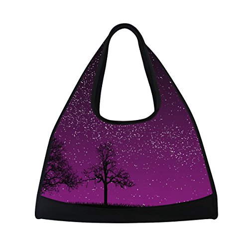 TIZORAX Night Sky Stars Comet with Land Purple Travel Duffel Bag Sports Gym Bag Shoulder Bag