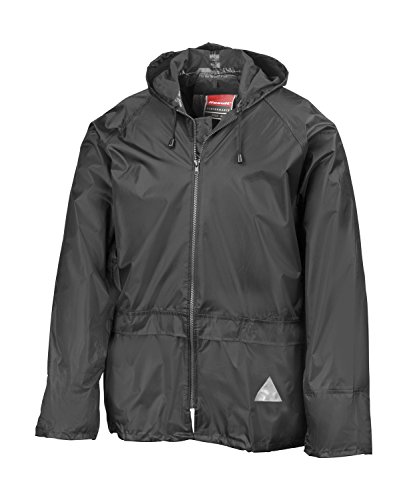 Traje de lluvia (conjunto de lluvia compuesto de chaqueta y pantalón), totalmente impermeable, color negro, disponible en tallas S - XXL Negro L