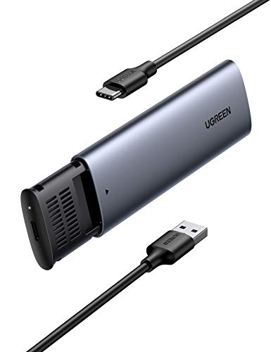 UGREEN Carcasa M.2 SATA USB C, Caja M.2 SATA con UASP, 5Gbps Adaptador M.2 SATA para SSD M.2 SATA B Key B+M Key 2230/2242/2260/2280, para PS4 Xbox PC Macbook, con Cable USB A a USB C
