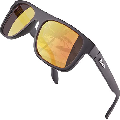 Verdster Islander – Gafas de Sol Clásicas de Espejo Anchas para Hombre & Mujer – Gafas de Sol Anchas a la Moda – Accesorios Incluidos