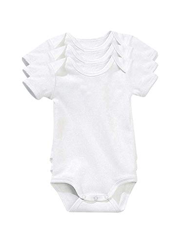 VERTBAUDET Lote de 3 bodies blancos de manga corta 100% algodón bebé Blanco 1M - 54CM
