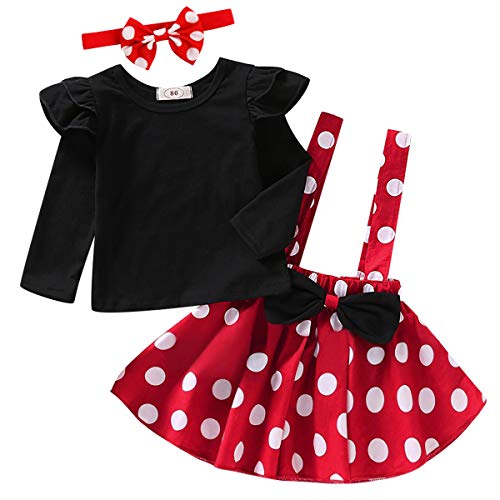Vestido de princesa con diseño de Minnie Mouse para niña, de manga corta, para carnaval, cosplay, medieval, con lazo y tutú, para 1 – 4 años rojo/negro 80 cm