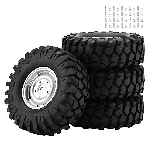 VGEBY 4Pcs Neumáticos de Ruedas Neumáticos de Goma con bujes para Escala 1/10 RC Crawler Juego de neumáticos para automóviles Todoterreno Beadlock Wheel Tire