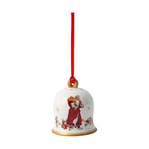 Villeroy & Boch - Annual Christmas Edition Campana 2020, Campana de Navidad Decorativa con Sello de Fondo Dorado, Porcelana Premium, Multicolor, 6 x 6 x 7 cm