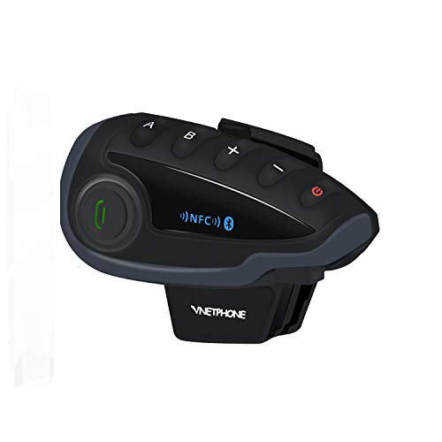 VNETPHONE V8 Casco de Motocicleta Sistema de Comunicación de Interfono Bluetooth con Radio FM NFC Función de Reducción de Ruido DSP, 5 Personas Pueden Hablar Simultáneamente Dentro de 1200M (V8 SV)