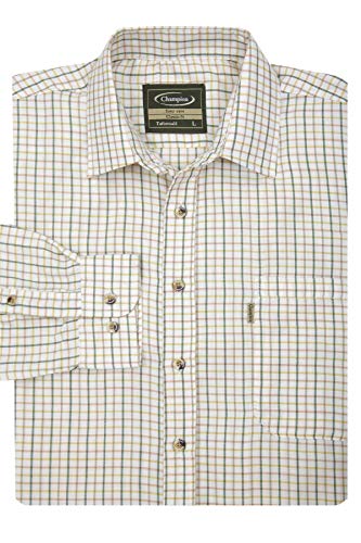 Walker and Hawkes - Camisa de Manga Larga para Hombre - Algodón de fácil Cuidado - Estilo leñador - Estampado a Cuadros - Verde - XL (44'')
