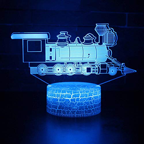Wangzhongjie Modelo De Tren Acylic 7 Colores Led Acrílico Lámpara 3D Interruptor Táctil Control Remoto Usb Luces Nocturnas Para Niños Regalo De Cumpleaños Dormitorio Deco
