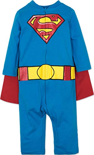 Warner Bros. DC Comics Mono de Supermán con Capa Divertido Disfraz para Niño - Azul 2 Años
