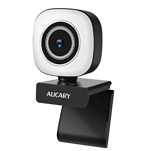 Webcam 2K con micrófono y Anillo de luz, HD USB Cámara para PC/Mac cámara Web de transmisión con Enfoque Fijo, corrección de luz automática para Video Chat y grabación, Conferencia
