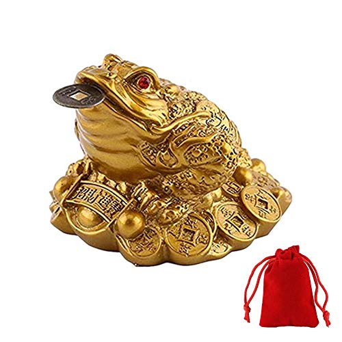 WYMAODAN Moneda de la suerte, Feng Shui sapo moneda de la suerte, amuleto chino para la prosperidad, decoración del hogar, regalo con una bolsa de la suerte