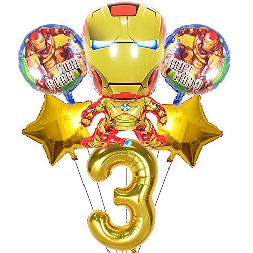 wysjlxcy Globo 6pc / Lot Juguete 32 Pulgadas Set Globo Digital Fiesta de cumpleaños Decoraciones niños Globos de Ducha (Color : Iron Man 3)