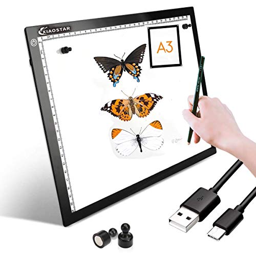 XIAOSTAR Panel de luz LED A3 ultrafino con cable USB de brillo ajustable para artistas, animación, bocetos, animación, visión de rayos X A3