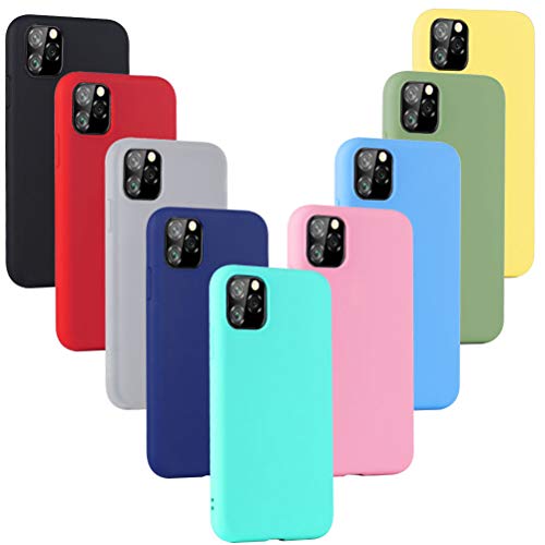 XinYue 9 x Funda para iPhone 11 Pro MAX, Cárcasa Silicona TPU, Funda Ultra-Delgado Flexible - [ Negro + Rojo + Rosa + Verde + Translúcido + Amarillo + Azul Claro + Verde Claro + Rosa Claro ]