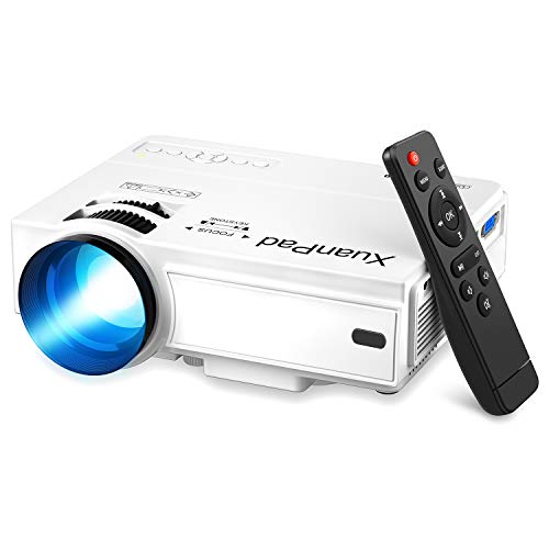 XuanPad Proyector, 2020 Mini Proyector Multimedia Vídeo Proyector LCD, 55000 Horas Proyector de Cine en casa, Compatible con Full HD 1080P HDMI, VGA, USB