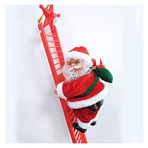 YFJLOVE YUFENGJIAO Eléctrico Santa Escalada Escalera Juguete Creativo Niños Año Nuevo Regalo Árbol de Navidad Decoración de la Pared Ornamento del hogar Muñeca de Juguete (Color : Red Ladder)