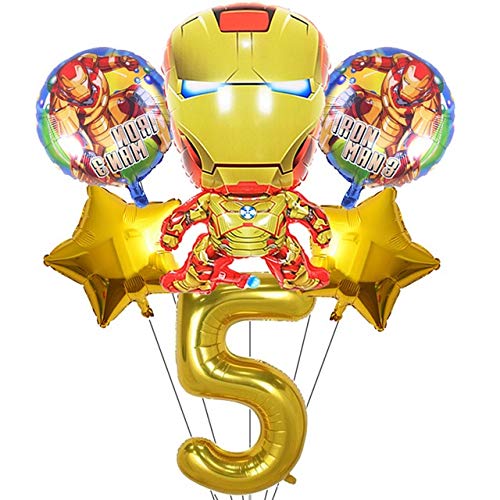Yinyimei Globos 6pc / Lot Juguete 32 Pulgadas Set Globo Digital Fiesta de cumpleaños Decoraciones niños Globos de Ducha (Color : Iron Man 5)