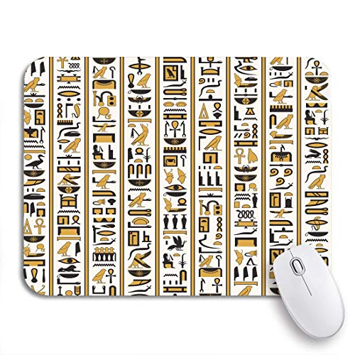 yyndw Alfombrillagamingcon Patrón Jeroglíficos Egipcios Amarillo Negro Color Antiguo Ankh Antigüedades Juego De Oficina Portátiles Ordenadores Coloridos 2 Tamaños Antideslizante Impreso 25X30cm