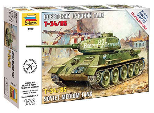 Zvezda 500785039 1: 72 – T-34/85 Tanque Medio Soviético Segunda Guerra Mundial