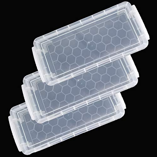 3 Cajas de Lápices de Plástico con Tapa, Transparente Caja de Lápices de Plástico, Caja Organizadora de Almacenamiento para Suministros de oficina, Para Pintar con Pincel (Color de mango aleatorio)