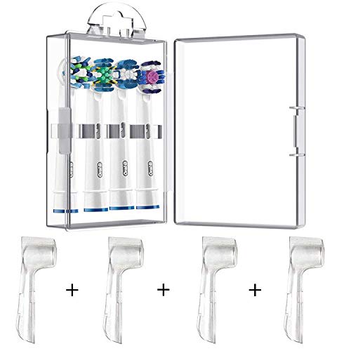4 paquetes de funda protectora higiénica + 1 estuche de almacenamiento de cabezales de cepillo de dientes eléctrico para cabezales de cepillo de dientes Oral B
