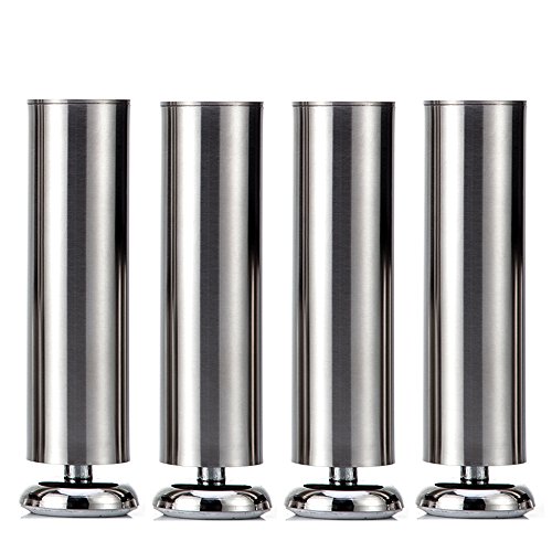 4 Qrity unidades Patas de Metal muebles armario de cocina pies redondo - Estera de goma - Caja fuerte y silenciosa 50 x 150mm
