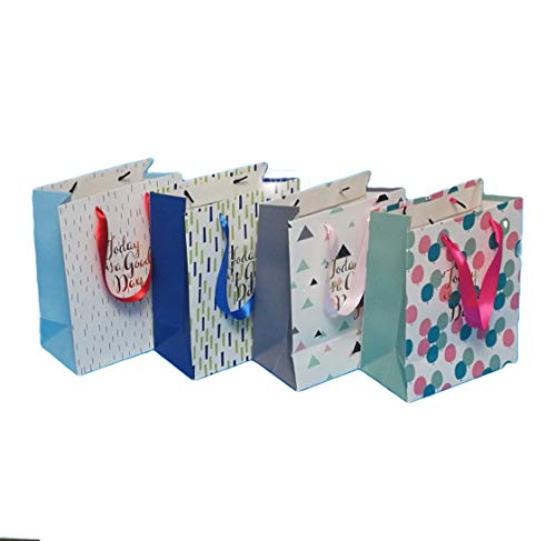 8 bolsas de papel para regalo con asas de lazo resistentes 4 modelos tamaño mediano 23 x 18 x 10 cm