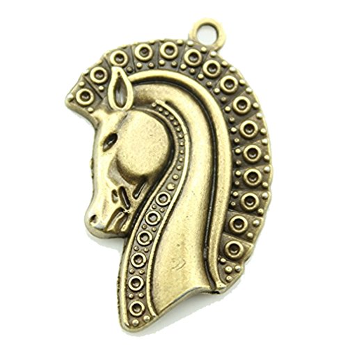 A10689 - Colgante de 36 amuletos de caballo de bronce antiguo (10 unidades)