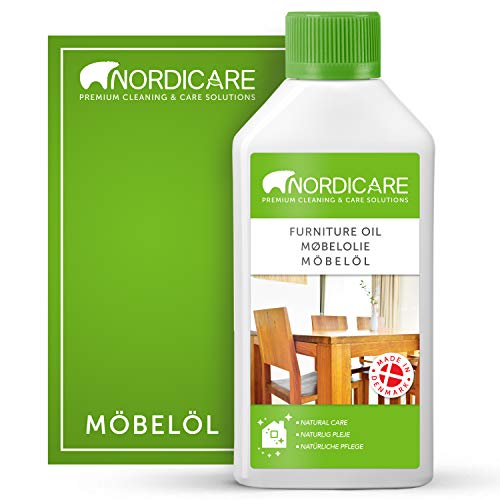 Aceite para madera Nordicare 500ml para el cuidado de los muebles - aceite incoloro para muebles de roble, haya, nogal, alerce - barniz para madera, a base de aceite de linaza