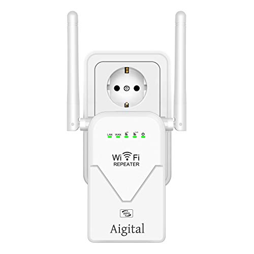 Aigital AC750 Repetidor de Red WiFi Extensor Señal Amplificador Enrutador Inalámbrico Punto Acceso(4 Modos Puerto LAN/WAN, Banda Dual, 300Mbps, 2.4 GHz, 433 Mbps 5GHz WPS)
