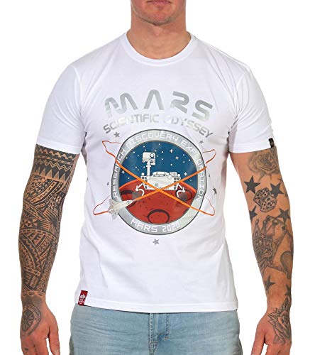 Alpha Industries Mission to Mars - Camiseta (talla XXL), color blanco