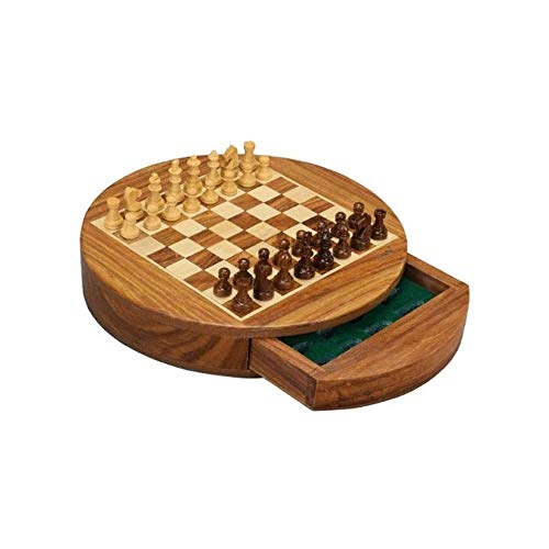 AMOYEE Tablero de ajedrez magnético Set de ajedrez Plegable portátil de ajedrez clásico Deluxe Juego de Mesa for niños de 6 años y Adultos 22,7 * 4Centimeter Hecho de Brown