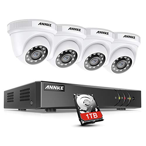 ANNKE Kit de Seguridad 8CH 5MP Lite DVR con 1TB Disco Duro de Videovigilancia(Instalado) CCTV 4 Sistema Cámara de Vigilancia 1080P IP66 Impermeable Visión Nocturna No-Ruido - 1TB HDD