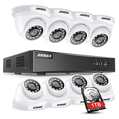 ANNKE Kit de Videovigilancia 8CH DVR 5MP Lite H.265+ con 1TB Disco Duro de Vigilancia + CCTV 8 Cámaras 1080P Sistema de Seguridad IP66 Impermeable Visión Nocturna -1TB HDD