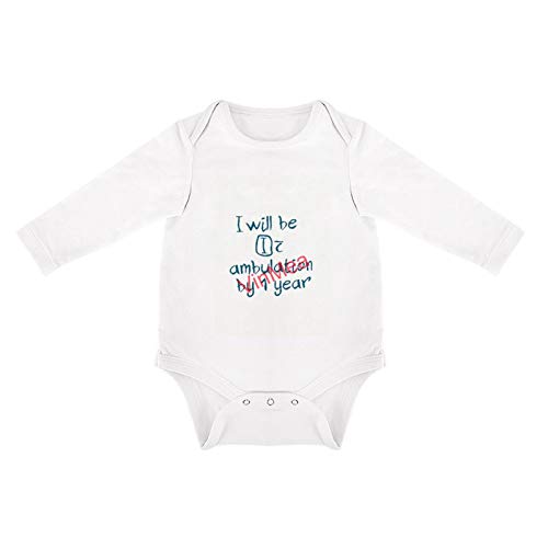Baby Bodysuits Funny Long Sleeve I Will Be Independent with Ambulation by 1 Year for Sweet Baby Girls & Boys (3-6 Months)