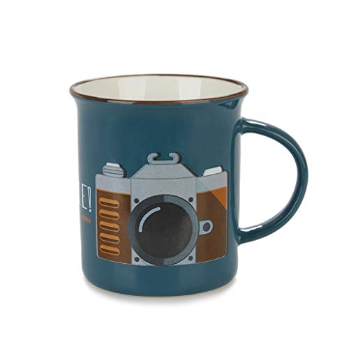 Balvi Mug Smile! Color Azul Taza Original de Colores Vintage Diseño cámara fotográfica Cerámica 9,2x11,7x8,5 cm