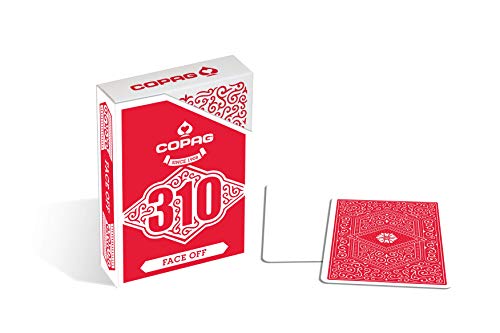 Baraja de Cartas Copag 310 Face Off Red Slimline - Baraja con Caras Blancas y Dorso Rojo