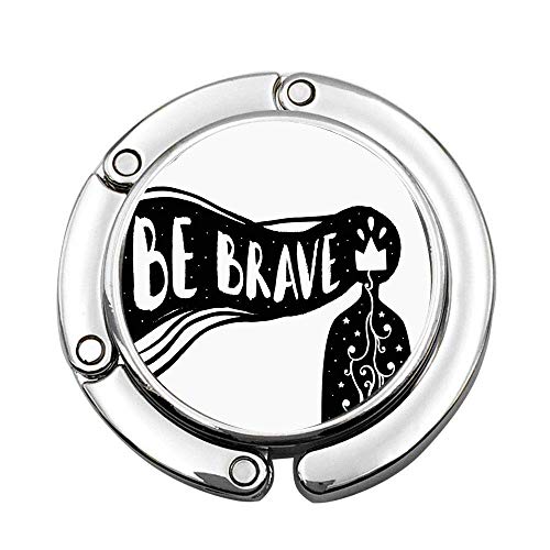 Be Brave Lettering with a Floral Crown Stars Abstract Princess with Long Hair Foldable Lady Handbag Table Desk Hanger Hook Purse Table Hanger Holder