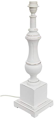 Better & Best Blanca Lámpara Pedestal Cuadrado Alto, decapada, Medidas 15,5x15,5x56 cm, Material: Madera
