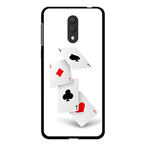 BJJ SHOP Funda Negra para [ Alcatel 1X 2019 ], Carcasa de Silicona Flexible TPU, diseño: Poker de ases, Azar Cartas de Juego