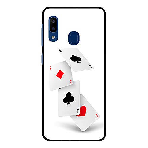 BJJ SHOP Funda Negra para [ Samsung Galaxy A20e ], Carcasa de Silicona Flexible TPU, diseño: Poker de ases, Azar Cartas de Juego